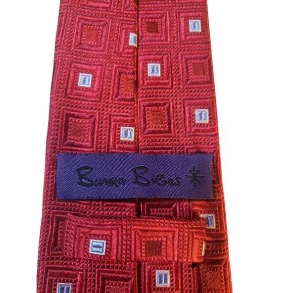 Burma Bibas Mens Tie Luxury Designer Red Blue Geometric Excellent Condition - Picture 5 of 12